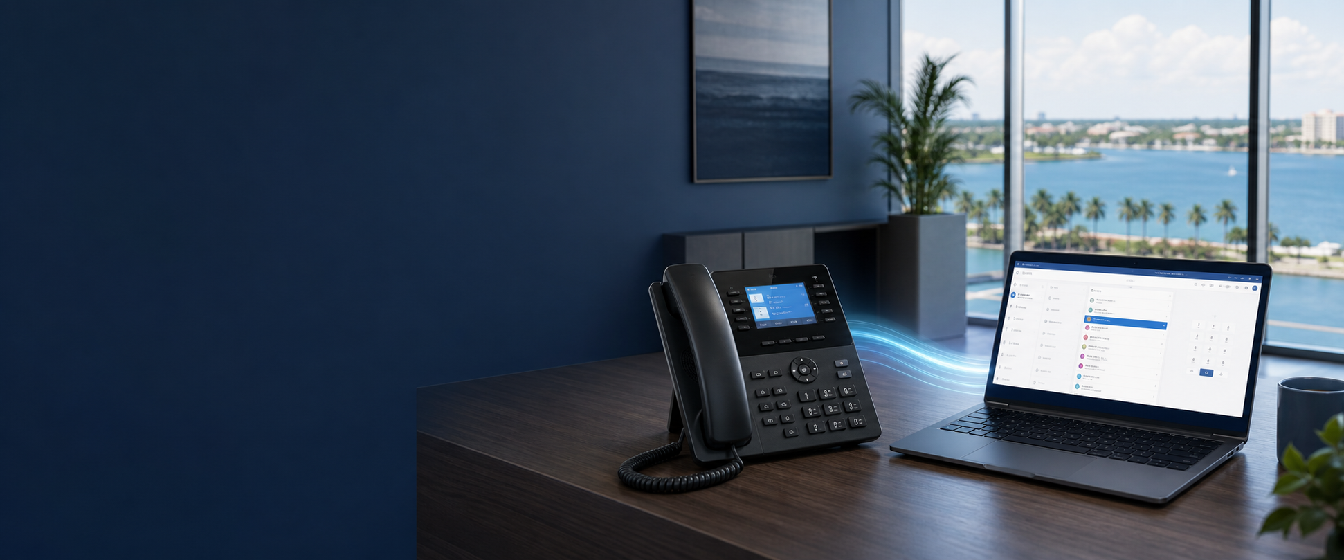 Cloud phone system with desk phone and business applications for Treasure Coast companies